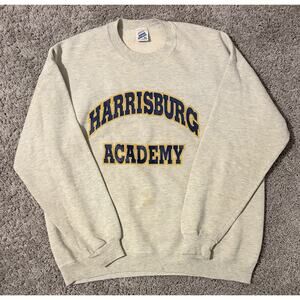 Retro Jerzees Super Sweats Tag Harrisburg Academy Gray Pullover Sweatshirt XL